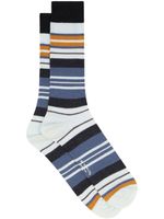 ETRO chaussettes rayées à logo imprimé - Bleu