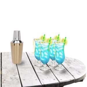 Cocktailshaker set met 4x stuks Pina Colada cocktailglazen 440 ml