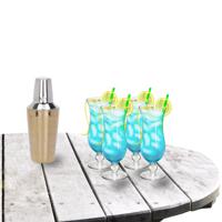 Cocktailshaker set met 4x stuks Pina Colada cocktailglazen 440 ml - thumbnail