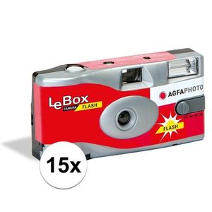 15x Wegwerp camera/fototoestel met flits voor 27 kleuren fotos   -