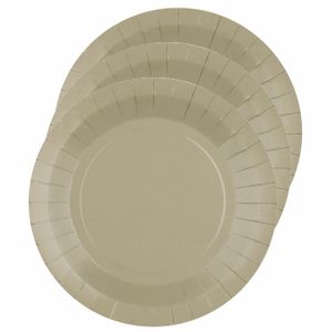 10x stuks feest gebaksbordjes taupe - karton - 17 cm - rond