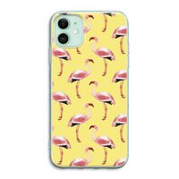 Flamingo's geel: iPhone 11 Transparant Hoesje