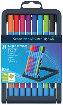 Schneider balpen Slider Edge, extra breed, geassorteerde kleuren, opstelbare doos met 8 stuks