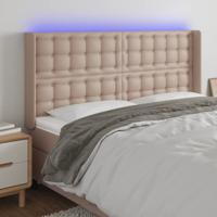 Hoofdbord LED 203x16x118/128 cm kunstleer cappuccinokleurig