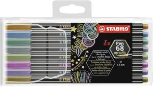 STABILO Pen 68 metallic, premium viltstift etui met 8 kleuren