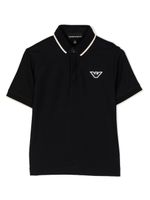 Emporio Armani Kids polo en coton Eagle à logo brodé - Noir