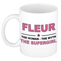 Fleur cadeau mok - Woman Myth Supergirl - naam koffiemok - 300 ml - collega - moederdag