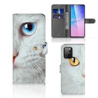 Samsung S10 Lite | Telefoonhoesje | Met pasjeshouder | Witte Kat