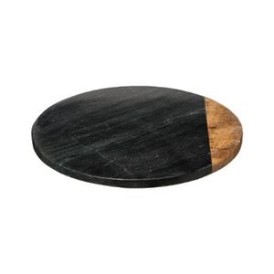 Draaiplateau Serveerplank Marble Draaischijf van 100%Marmer & Hout - Zwart - Ø30CM