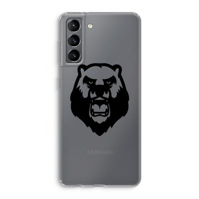 Angry Bear (black): Samsung Galaxy S21 Transparant Hoesje