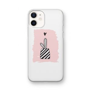 Zwart-wit cactus: iPhone 12 mini Transparant Hoesje