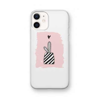 Zwart-wit cactus: iPhone 12 mini Transparant Hoesje