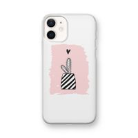 Zwart-wit cactus: iPhone 12 mini Transparant Hoesje