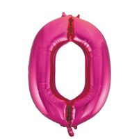 Cijfer nul 0 folie ballon roze van 86 cm