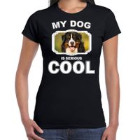 Berner sennen honden t-shirt my dog is serious cool zwart voor dames - thumbnail