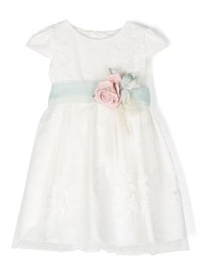 Mimilù robe en dentelle appliquée - Blanc