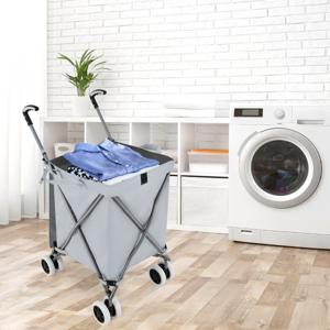Opvouwbare Boodschappentrolley met Wielen Handwagen met Afneembare Oxford-Tas Winkelwagen Inklapbaar voor Winkelen Kamperen