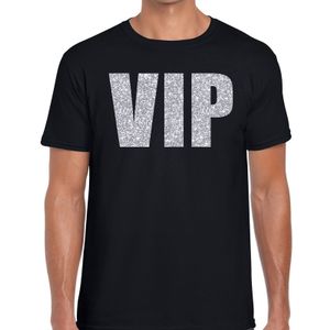 VIP zilver glitter tekst t-shirt zwart heren