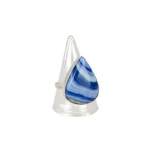 Blauwe Agaat Verstelbare Ring (Gekleurd)
