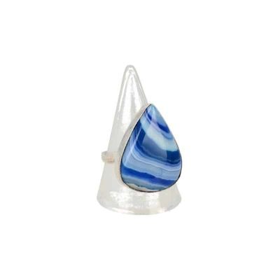 Blauwe Agaat Verstelbare Ring (Gekleurd)