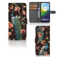 Motorola Moto G9 Power | Telefoonhoesje | Met pasjeshouder | Pauw met Bloemen