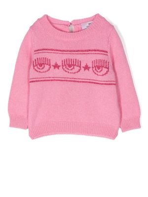 Chiara Ferragni Kids pull Eyestar en maille intarsia - Rose