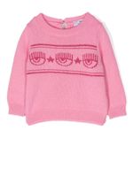 Chiara Ferragni Kids pull Eyestar en maille intarsia - Rose - thumbnail