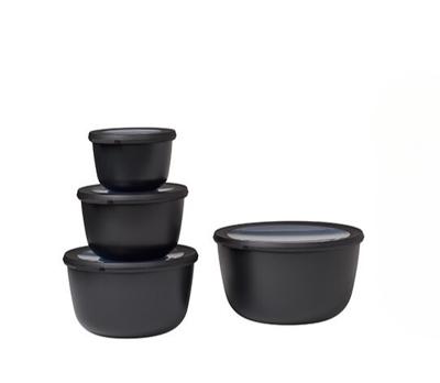 Set van 4 Mepal multikommen rond Cirqula nordic black 500 ml + 1000 ml + 2000 ml + 3000 ml