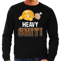 Funny emoticon sweater - This is heavy shit - zwart - heren - poep - scheten laten