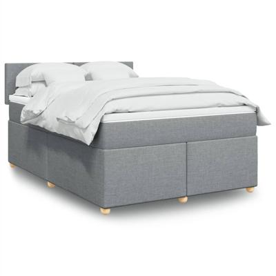 Boxspring met matras stof lichtgrijs 140x190 cm