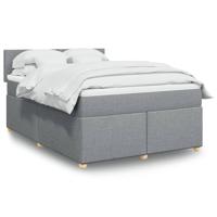 Boxspring met matras stof lichtgrijs 140x190 cm