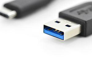 Digitus USB-kabel USB 2.0 USB-C stekker, USB-A stekker 1.00 m Zwart Afgeschermd, Afgeschermd (dubbel) AK-880903-010-S
