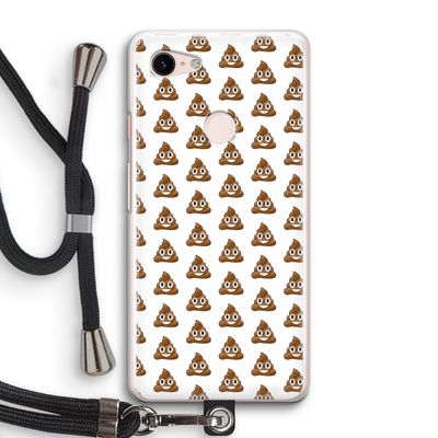 Poop emoji: Pixel 3 Transparant Hoesje met koord