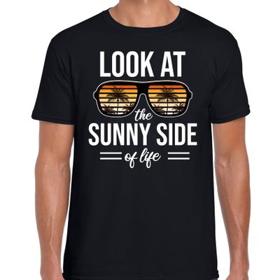 Sunny side feest t-shirt / shirt look at the sunny side of life zwart voor heren Sunny side feest t-shirt / shirt look at the sunny side of life zwart voor heren