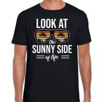 Sunny side feest t-shirt / shirt look at the sunny side of life zwart voor heren - thumbnail