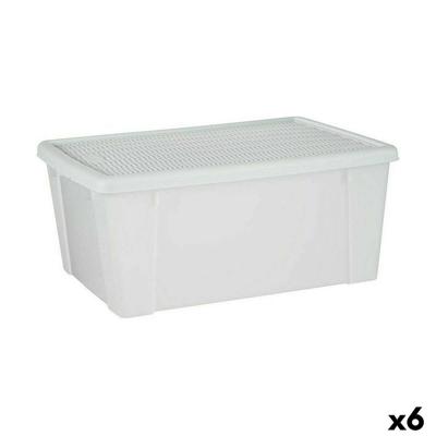 Opbergbak met Deksel Stefanplast Elegance Wit Doorschijnend Plastic (6 Stuks)