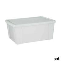 Opbergbak met Deksel Stefanplast Elegance Wit Doorschijnend Plastic (6 Stuks)