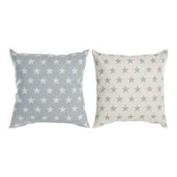 Kussen DKD Home Decor Blauw 60 x 10 x 60 cm Sterren Wit (2 Stuks)