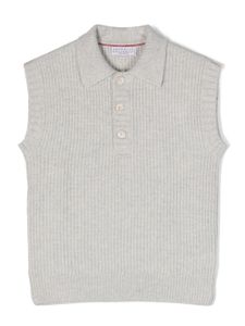 Brunello Cucinelli Kids polo en maille nervurée - Gris