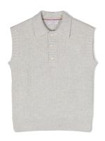 Brunello Cucinelli Kids polo en maille nervurée - Gris