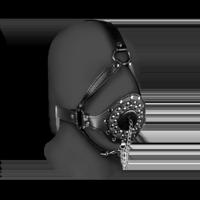 Ouch! by Shots Open Mouth Gag Hoofdharnas met Plug Stopper - Zwart - thumbnail