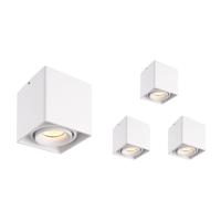 Set van 4 Esto LED vierkante opbouwspots - Dimbaar - Kantelbaar - 4 Watt 345 lumen - 2700K warm wit - GU10 - Plafondspot - Voor binnen - Vervangbare afdekring - Wit