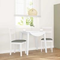 Eetkamerstoelen met kussens 2 st massief hout rubber wit