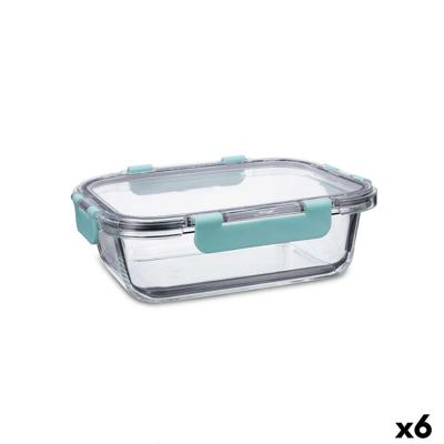 Hermetische Lunchtrommel Quid Purity Rechthoekig 1,04 L Transparant Glas (6 Stuks)