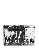 Alexander McQueen porte-cartes en cuir à imprimé graffiti - Noir - thumbnail