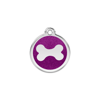 Bone Purple glitter hondenpenning small/klein dia. 2 cm - RedDingo