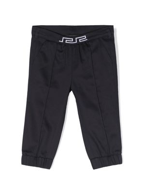 Versace Kids pantalon à détail Greca - Bleu
