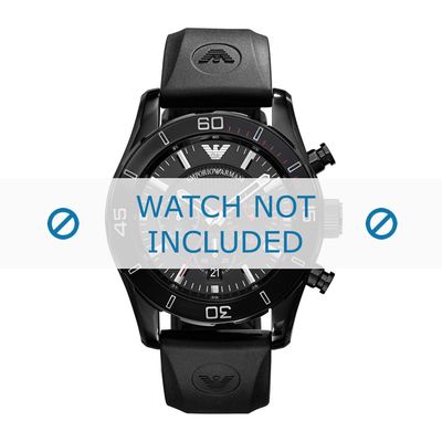 Horlogeband Armani AR5946 / AR5948 Silicoon Zwart 22mm