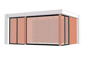 Buitenverblijf Verona 520x400 cm - Plat dak model links - Combinatie 1- Plat dak- Onbehandeld lariks Douglas hout- Trendhout