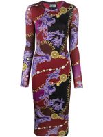 Versace Jeans Couture robe mi-longue à imprimé baroque - Noir